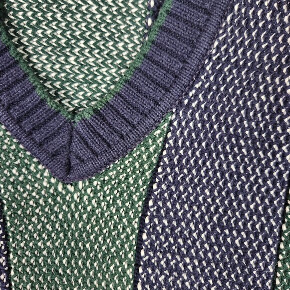 Izod Club Mens V Neck Sweater Size L Green Blue - Picture 6 of 8